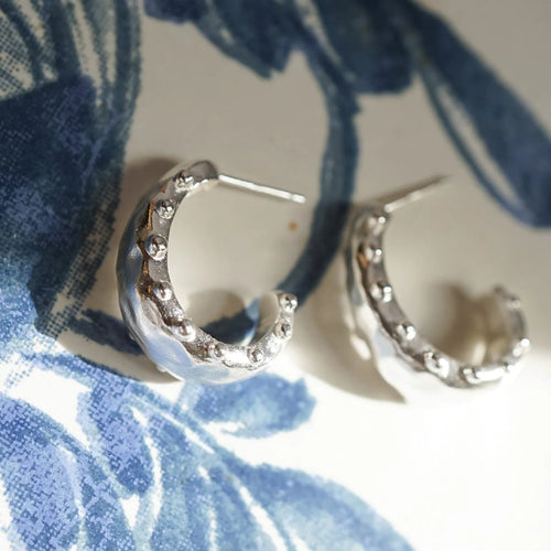 Silver Bobble Hoop Earrings