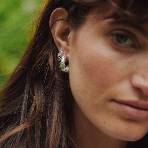 Silver Bobble Hoop Earrings