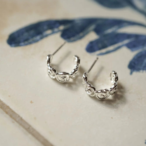 Silver Spiral Mini Hoop Earrings