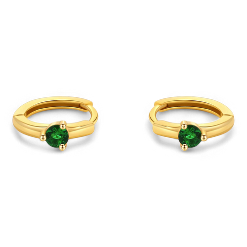 Single Stone Birthstone Huggie Hoop Earrings