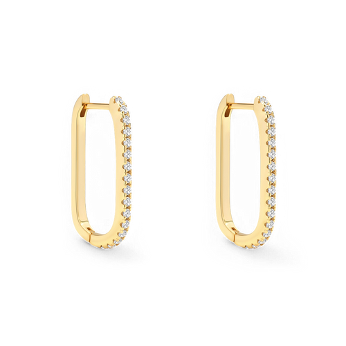 Square Pave Hoop Earrings