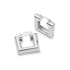 Sterling Silver Chubby Square Hoop Earrings