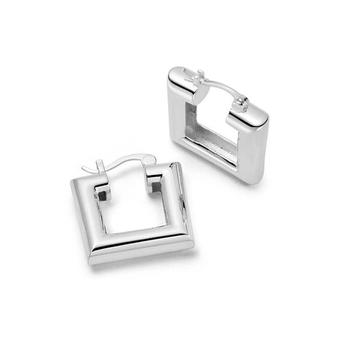 Sterling Silver Chubby Square Hoop Earrings