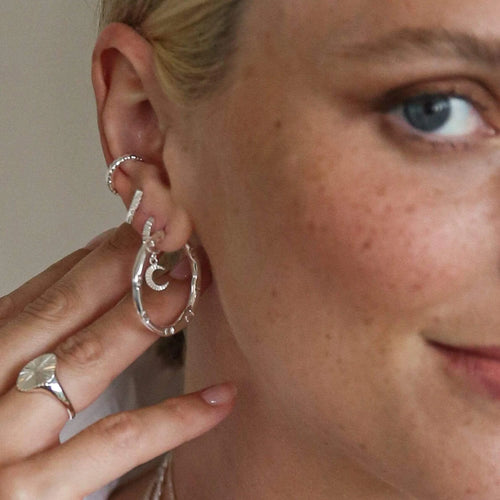 Sterling Silver Goddess Glow Hoop Earrings