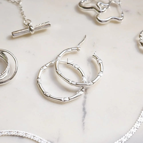 Sterling Silver Goddess Glow Hoop Earrings