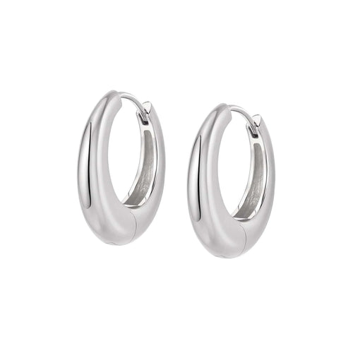 Sterling Silver Large Dome Hoop Earrings