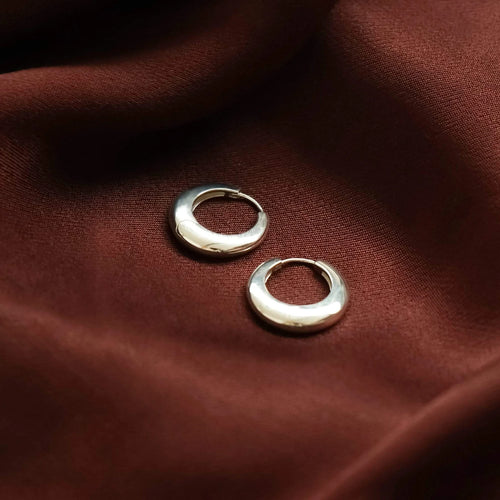 Sterling Silver Large Dome Hoop Earrings