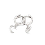 Sterling Silver Moon Phase Huggie Hoop Earrings