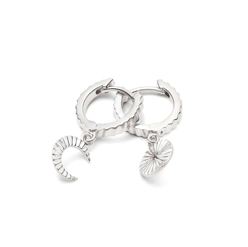 Sterling Silver Moon Phase Huggie Hoop Earrings