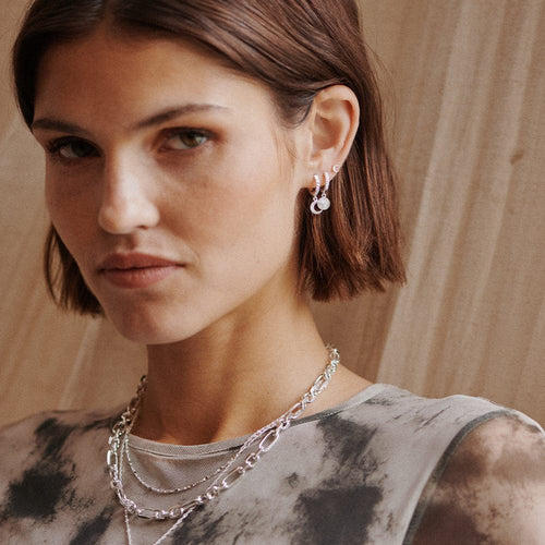 Sterling Silver Moon Phase Huggie Hoop Earrings
