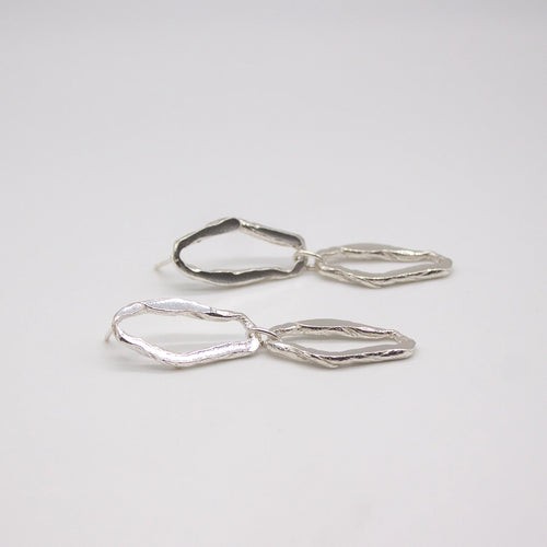 Sterling Silver Statement Earrings with Polished Links