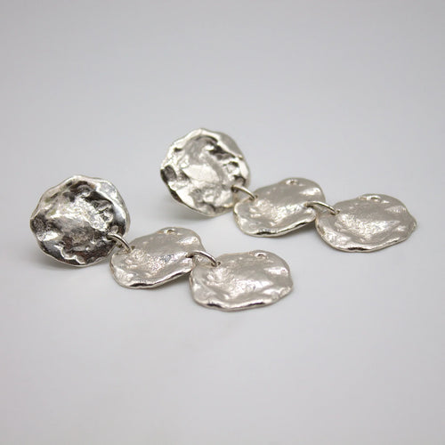 Sterling Silver Statement Earrings with Textured Plates