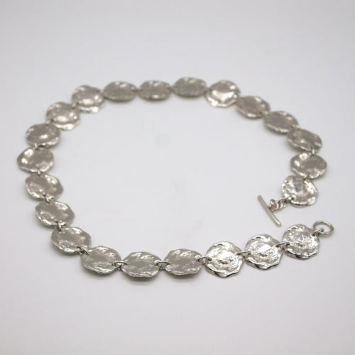 Sterling Silver Statement Necklace with Textured Plates
