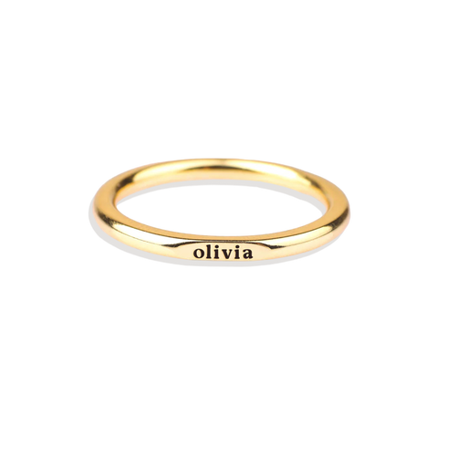Flat Top Super Tiny Stackable Name Ring