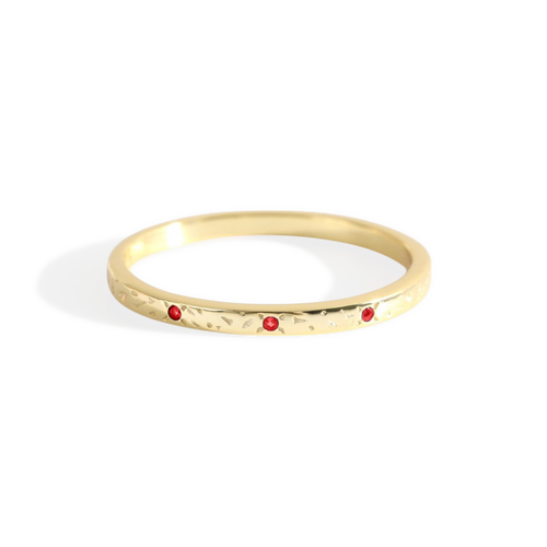 Narrow Textured Birthstone Band