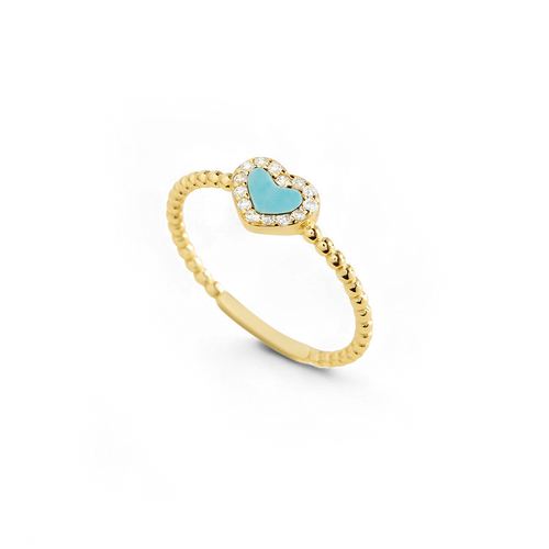 Tiny Gemstone Heart Stacking Ring