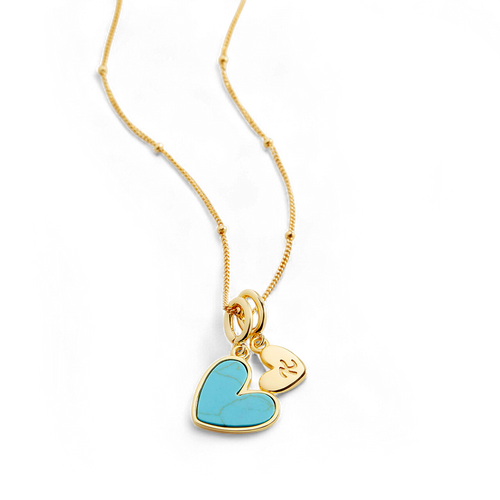 Turquoise Heart Initial Necklace