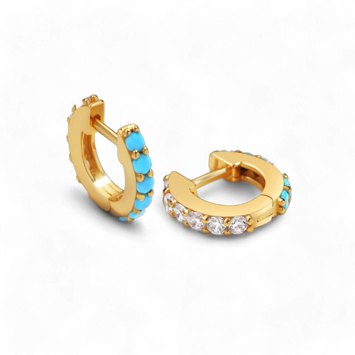 Turquoise Reversible Huggie Hoop Earrings