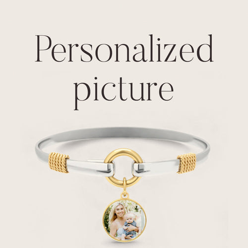 Personalized Photo Two-Tone Charm Bracelet