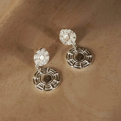 Vintage Double Drop Earrings with Sun Detail