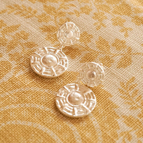 Vintage Double Drop Earrings with Sun Detail