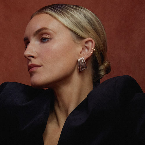 Oversized Sterling Silver Wave Stud Earrings