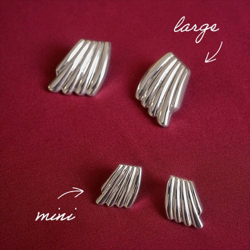 Oversized Sterling Silver Wave Stud Earrings