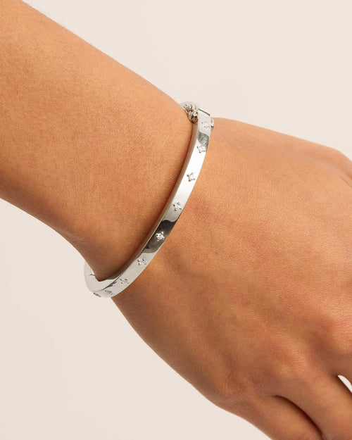 White Gold Vermeil Live in Love Bangle