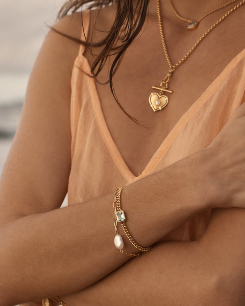 Yellow Gold Vermeil Breathe Pearl Bracelet