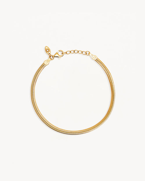 Yellow Gold Vermeil Herringbone Chain Bracelet