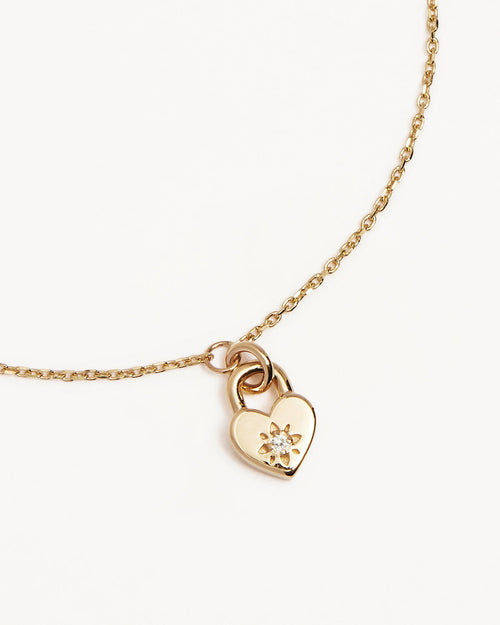 Yellow Gold Vermeil Crystal Lotus Heart Padlock Bracelet