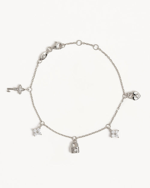 White Gold Vermeil Love Unlocked Charm Bracelet