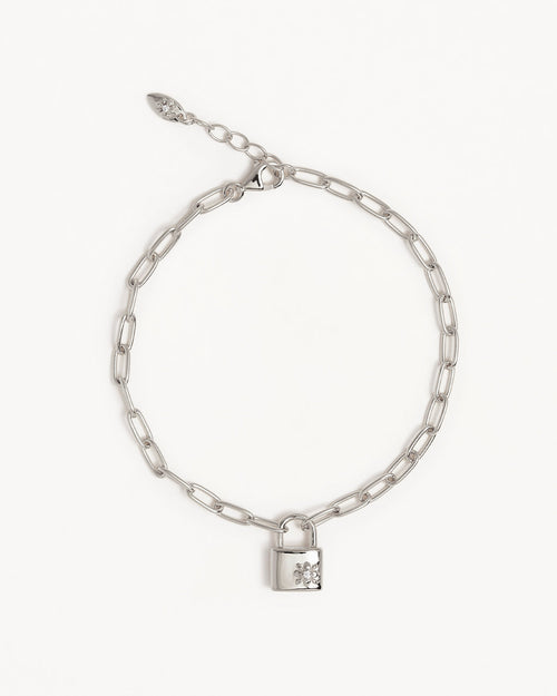 White Gold Vermeil Promise of Us Lotus Padlock Bracelet