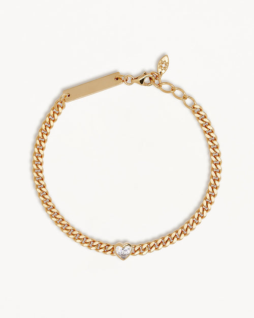 Yellow Gold Vermeil Radiant Heart Engravable Curb Bracelet