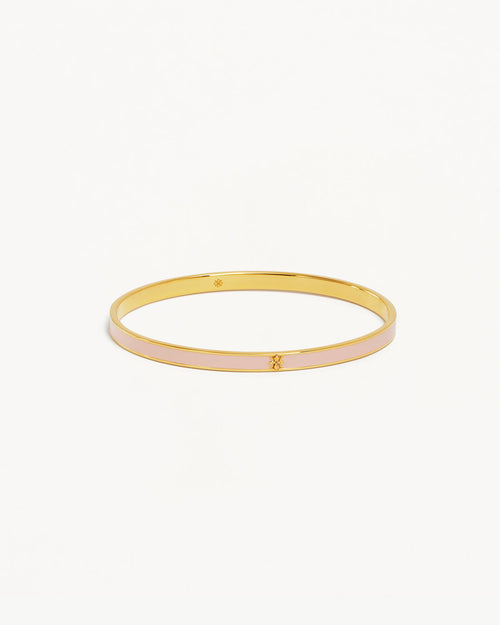 Yellow Gold Vermeil Born to Bloom Enamel Bangle - Rose Quartz
