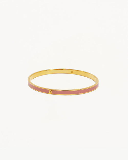 Yellow Gold Vermeil Born to Bloom Enamel Bangle - Pink Clay