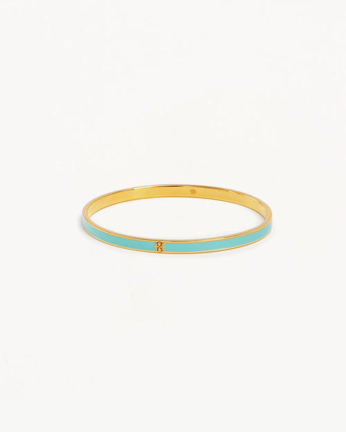 Yellow Gold Vermeil Born to Bloom Enamel Bangle - Cloud Blue