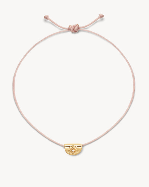 Yellow Gold Vermeil Lotus of Hope Cord Bracelet - Rose Quartz