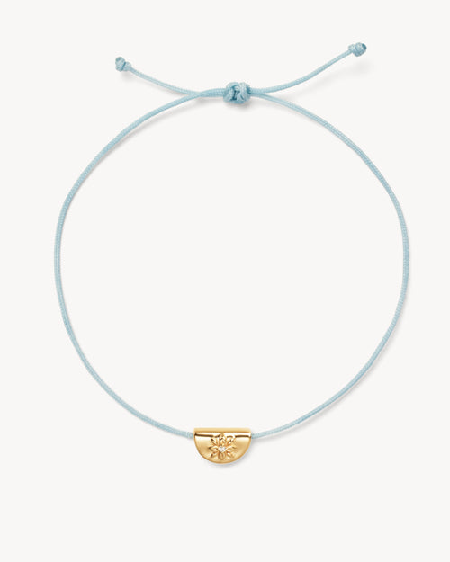 Yellow Gold Vermeil Lotus of Hope Cord Bracelet - Cloud Blue