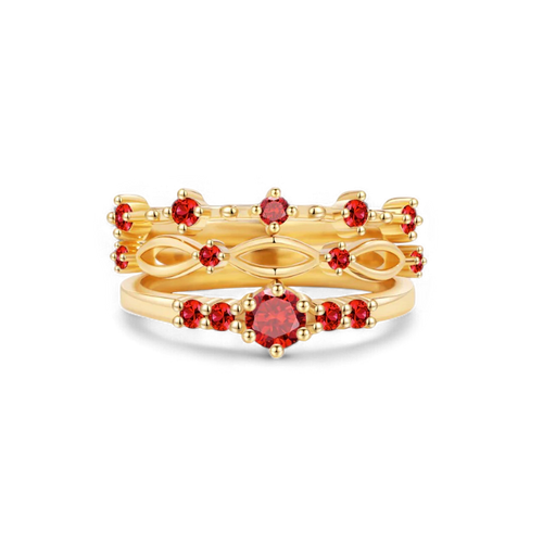 Braided Birthstone Stacking Ring Set