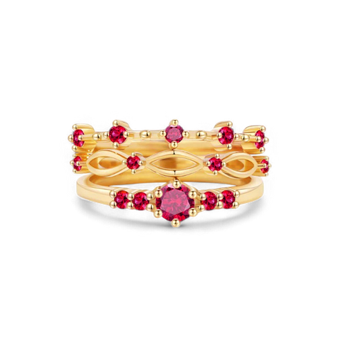 Braided Birthstone Stacking Ring Set