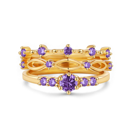 Braided Birthstone Stacking Ring Set