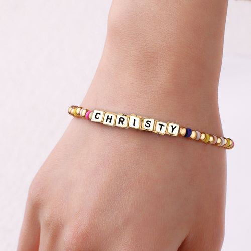Custom Waterproof Rainbow Beaded Friendship Bracelet