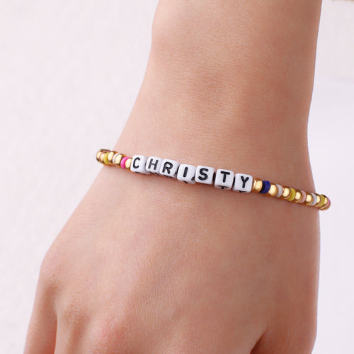 Custom Waterproof Rainbow Beaded Friendship Bracelet