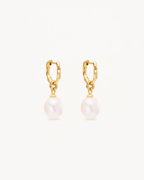 Yellow Gold Vermeil Embrace Stillness Pearl Hoops