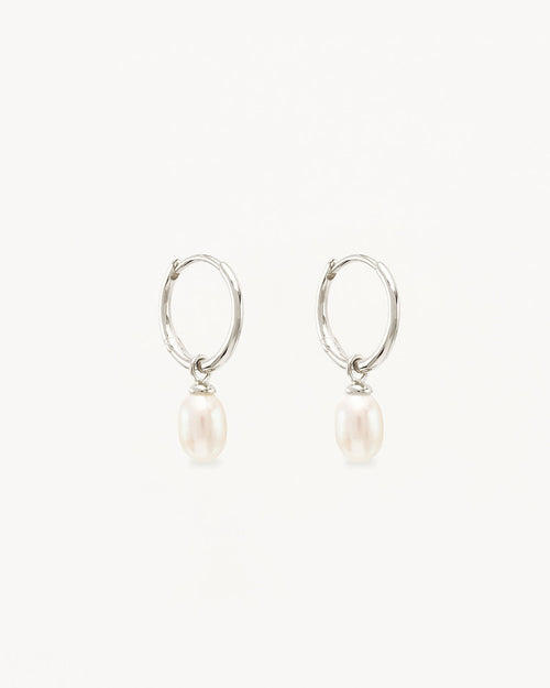 White Gold Vermeil Live in Peace Hoop Earrings