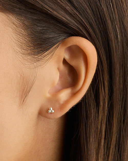 White Gold Vermeil Karma Stud Earrings