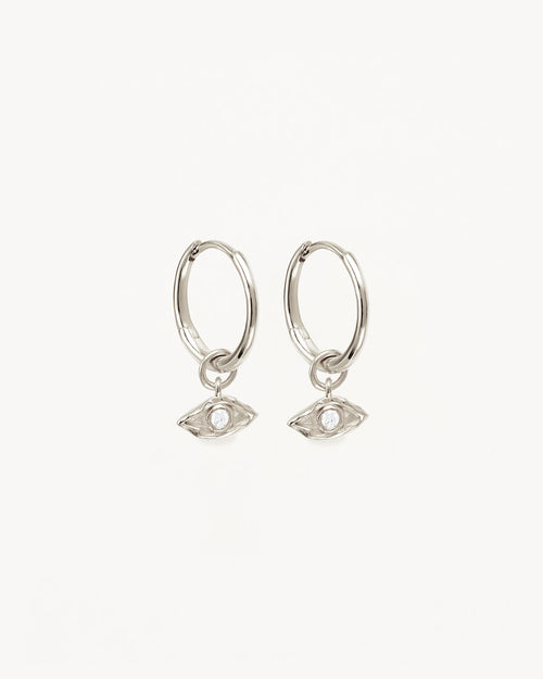 White Gold Vermeil I am Protected Hoops