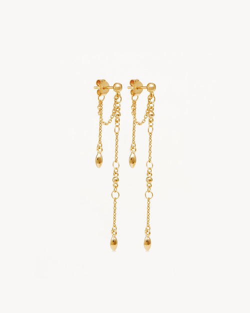 Yellow Gold Vermeil Luck and Love Chain Earrings