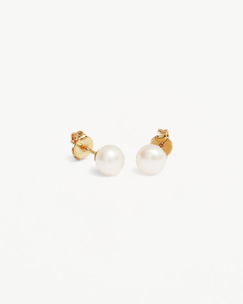 Yellow Gold Vermeil Floating On Air Pearl Stud Earrings - 6mm
